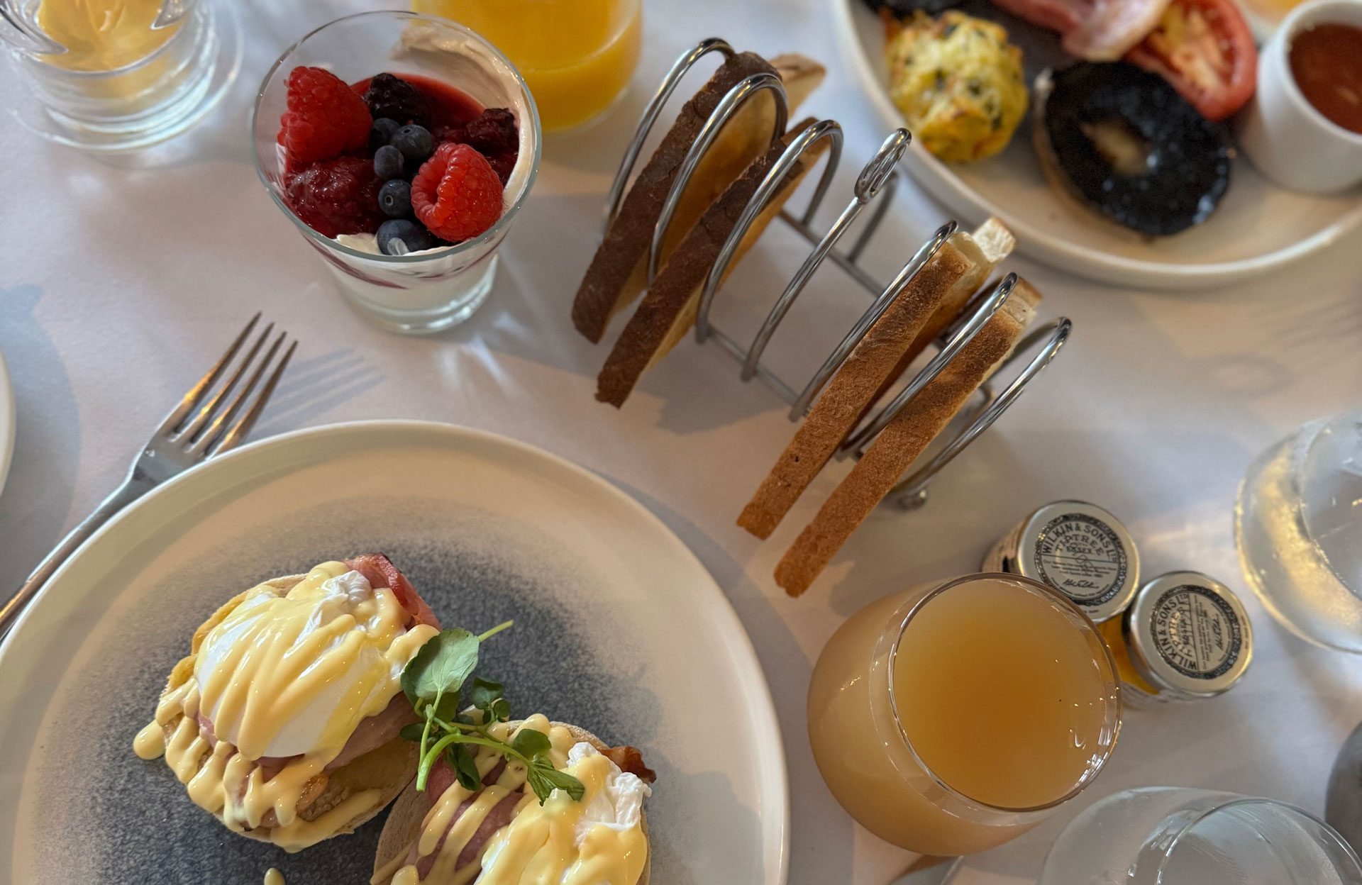 Eggs benedict, toast and fresh juice &mdash; breakfast out in Llandudno, at your own pace